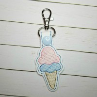 Ice Cream Cone Snap Tab Key Fob Embroidery Design